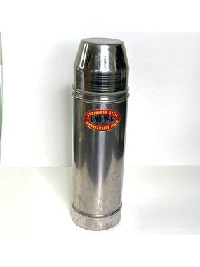 Vintage Uno-Vac Thermos Unbreakable Liner Stainless Steel Circa 1970-80 1qt 13.5